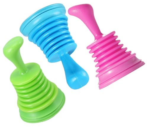 HORIALENCE 3 Stück pack Pvc Pümpel mit Saugnäpfen Kompakter Abflussreiniger für Küche und Bad Langlebiges Sanitärwerkzeug für Verstopfte Spüle und Toilette Zufällige Farbe