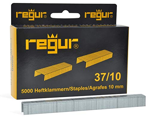 REGUR Typ 37 Feindraht-Klammern verzinkt - 5.000 Stück in der Länge 37/10 mm – Heftklammern zum Befestigen von Stoffen, Leder, Textilien sowie zum Basteln und Dekorieren