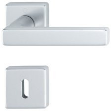 Hoppe Dallas Aluminium Alu Rosettengarnitur Quadrat F1 Natur 1643/52KV/52KVS OB Ovalbart BB Buntbart