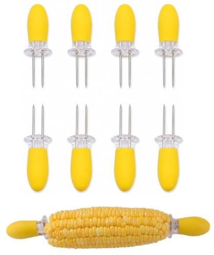 Uteruik 4 pares de soportes para mazorca de maíz, soporte gigante para maíz, parrilla para barbacoa, tenedores para brochetas, 8 Uds