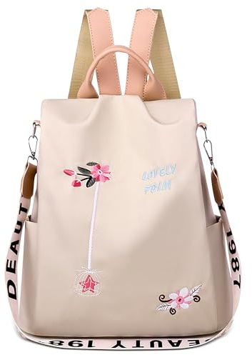 DORRISO Zaino Donna Carino Nylon Borsetta Viaggio Daypack Anti Ladro Zainetto Casual Borse a Tracolla Scuola Outing Nylon Donna Zaino Marrone