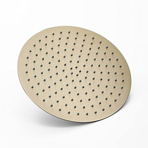 Ksunun 10 Zoll Duschkopf Regendusche Runden Druckverstärkendes Regenduschkopf Ultradünner Einbauduschköpfe mit Anti-Kalk-Silikondüse Hoher Durchfluss Kopfbrause Gebürstetes Gold-Finish
