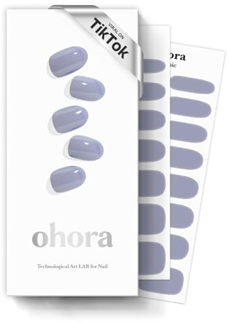 ohora Semi Cured Gel Nail Strips (N Cream Cloud) - Purple, Solid, 30 Pcs for 2 Cycles, UV Lamp Compatible, Salon-Quality, Long-Lasting & Easy to Apply, Includes 2 Prep Pads, Nail File & Stick