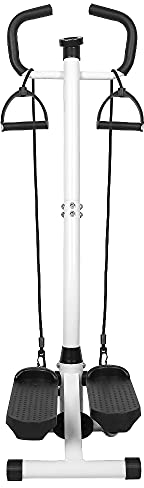 XUANYU Stepper hidráulico con pantalla LCD Mini Stepper con cordón de sujeción Stepper con manillar negro y blanco