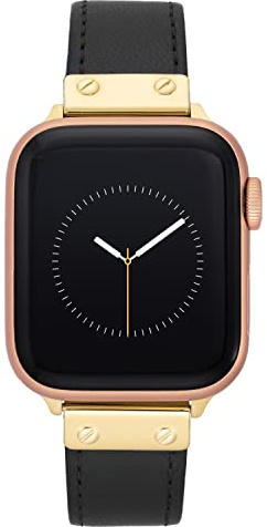 ANNE KLEIN moderiktigt läderarmband till Apple Watch. Säkert, justerbart byte av armband till Apple Watch som passar de flesta handleder, Svart, 38/40/41mm