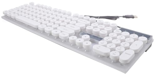 KOMBIUDA Clavier USB Lumineux à Touche Ronde pour Ordinateur, Blanc | Plastique, Usage Extérieur et Voyage, Design Élégant, Saisie Confortable et Connexion Filaire