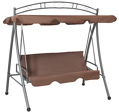 Hollywoodschaukel mit Bettfunktion und Dach Kaffeebraun Gartenschaukel, Garten Schaukel, Schaukelgestell, Schaukel Garten, Schaukelgerüst, Kaffeebraun