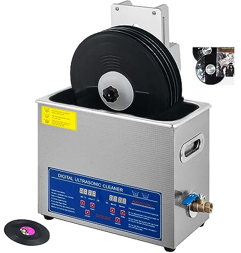 McbeAn 6L Ultrasonic Vinyl Record Cleaner, 40kHz Ultrasonic Cleaner with Alloy Bracket Lifter Device, Digital Timer & Heater for Jewelry Watch Retainer Glasses CD Disc