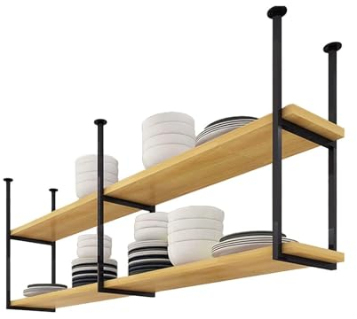 Decken-Hängeregal, Aufbewahrungsregal für Zuhause, schwebende Dekorationen Präsentationsregale für Küchenbar – Blumenständer/Weinregal – 60/80/100/120/140/150 cm – Schwarz ( Size : 120x30x80cm )