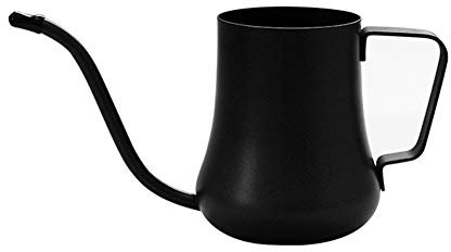 OQHAIR Cafetera de Boca Larga y Estrecha con Cuello de Cisne, Tetera Hecha a Mano, Mini café de Acero Inoxidable, cafetera de Acero Inoxidable (Color: Negro, tamaño: 10.1 FL oz) (Negro 10