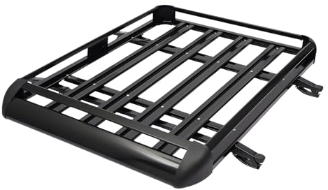 Aluminium Dachgepäckträger Korb, 127 x 97 cm Schwarz Dach Gepäckkorb für SUV Universalmodelle, bis 68kg belastbar