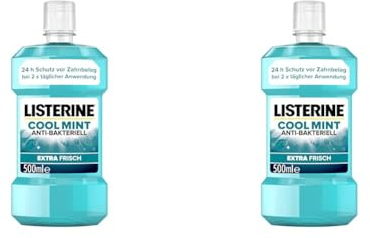 LISTERINE Cool Mint (500 ml), antibakterielle Mundspülung mit ätherischen Ölen & Minzgeschmack, Mundwasser bekämpft wirksam Bakterien im Mundraum, perfekte Ergänzung zur täglichen Zahnpflege