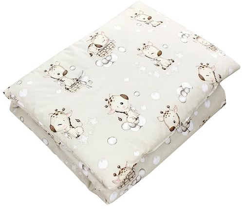 TupTam Kinder Gemusterte Bettdecken Set Ganzjahresdecke Bettdecke Kopfkissen Flachkissen 2tlg., Farbe: Giraffe/Beige, Größe: 135x100 cm