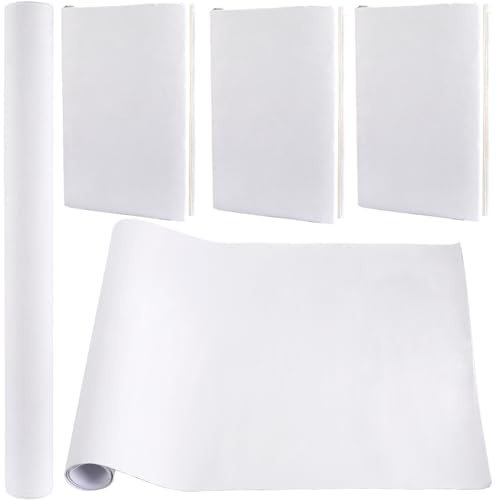 craspire 110x42 cm Wildleder-Buchtuch Zum Buchbinden, Weiße, Selbstklebende Stoffoberfläche, Buchumschlag Mit Papierrücken, Bücher, Alben, Scrapbooking, Archivierung, DIY-Einband, Schutz, Buchtuch