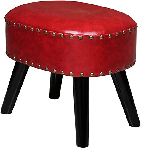 CCKUHN Ottomans-Fußhocker, 16 Zoll, Ottoman-Fußstütze unter dem Schreibtisch, brauner, mit Kunstleder gepolsterter Schuhwechselhocker, Kleiner Frisierstuhl, Massivholzbank mit leisen, rut