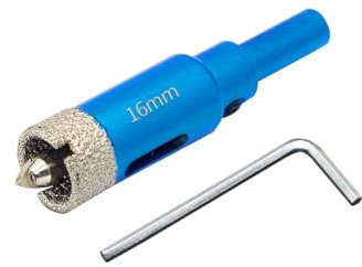 Teronbeta Diamond Hole Saw 16mm with Pilot Center Drill Bit, Vacuum Brazed Diamond Core Hole Cutter for Tile, Porcelain, Glass, Ceramic, Marble