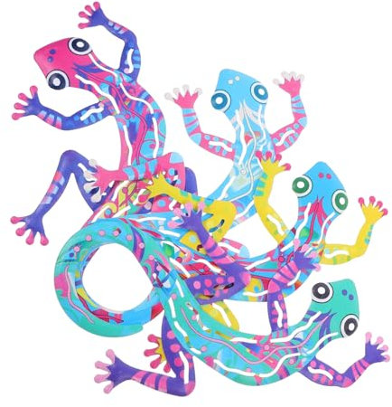 Gogogmee 4stücke Metallische Gecko Wanddekoration Teiliges Aus Eisen Für Garten Terrasse Und Innenräume Langlebige Tierfigur Für Stilvolle Wandgestaltung Perfektes Geschenkbox