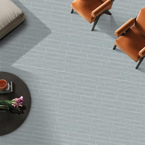 Tile Stickers Blue Grey Vinyl Waterproof Peel and Stick Tiles Kitchen,Bathroom Tile Stickers,Backsplash for Kitchen,Floor Tiles Self Adhesive,DIY Home Decor 12 PC(30x30cm)