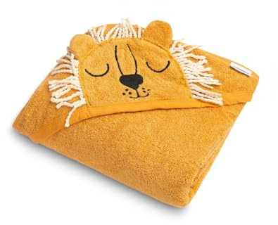 SENSILLO - Handduk med huva baby - Badponcho baby - 90x90 cm - Babyhandduk med huva 100% bomull - Mjuk och absorberande - Babyutrustning nyfödd - Gul