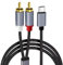 Type C to 2 RCA Cable, 1M Gold-Plated Audio Y Splitter for iPhone 15 Pro Max, Huawei, Samsung Galaxy, Pixel, Tablet, Amplifier, Speaker, Turntable, and Car Stereo