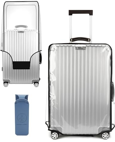 DIYJEP Clear Suitcase Cover Protectors with Luggage Tag(20in) | Premium PVC, Tear-Resistant. Elastic Fit, Secure. Lightweight, Reusable, Easy Clean. For Business Trip, Vacation