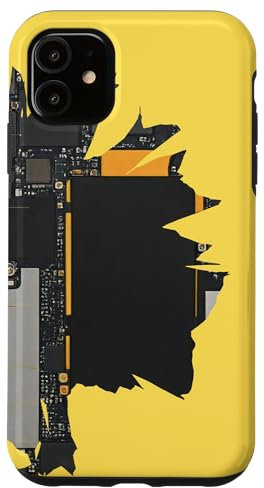 Carte mère sur Fond Jaune cassé Coque pour iPhone 11