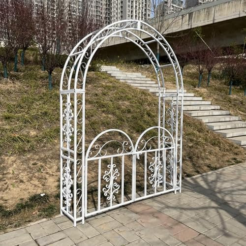 Arbour Archway, Metal Garden Arch, for Climbing Plants, Outdoor Arbour, with Gate, Lawn Backyard Patio Decoration, Support Rack, Trellis(120cm/47.2in)