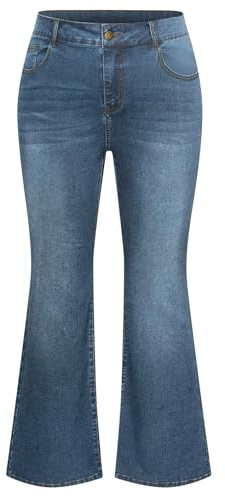 Hanna Nikole Jean bootcut grande taille pour femme taille haute évasé en bas jean extensible bootcut stretch, bleu/gris, 56 Grande taille
