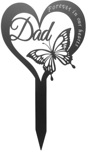 FONDOTIN Cimitero Cuore Metallico Commemorativo Per Giardino Decorazione Per Tomba Forma Di Cuore Paletto Metallo Per Memoria e