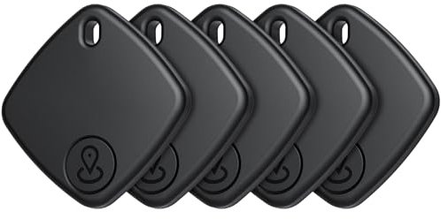 Air Tag Smart Tracker 5 Pack, Localizador Funciona con Apple Buscar (Sólo iOS), Buscador de Objetos Bluetooth con Cordón/Llavero, Rastreador para Carteras/Llaves/Equipaje