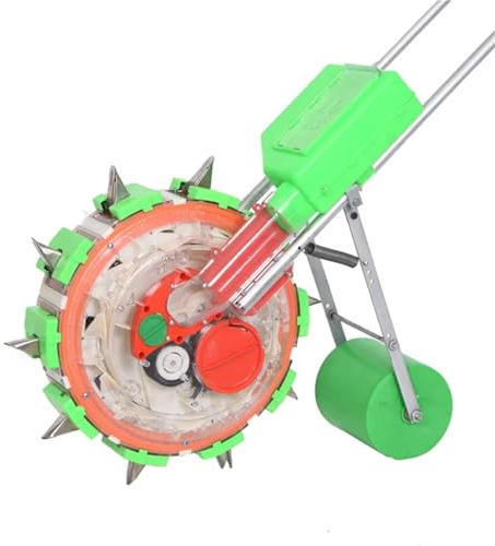 SRKATI Semillas Dispensador Sembradora Manual de maíz, maní y Soja con Ruedas, esparcidora de Fertilizantes Multifuncional Siembra Esparcidor(Double 8nozzle 21cm)
