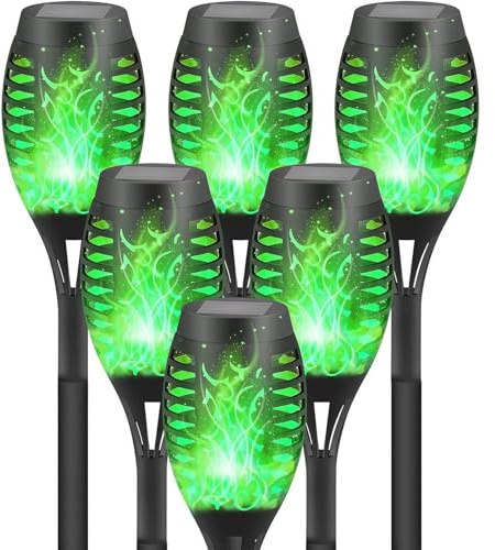 Mateju 6 Pieces Solar Lights Outdoor Garden Stake, Garden Lights Solar Powered Waterproof IP65 LED Stake for Pathway Lighting Yard Lawn Landscape Patio Decoration (Green)