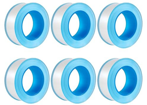 6 Rolls PTFE Tape Plumbing, Plumbers Tapes to Stop Leaks, PTFE Tapes for Pipe Threads, 4m x 14mm x 0.075mm Teflon Tape for Waterproof Sealing, For Faucets, Showerheads, and Pipe Fittings