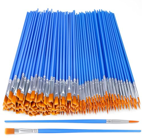 YUESIKJ Set di 60 pennelli, 30 pennelli piatti e 30 pennelli rotondi piccoli per pittura artistica e dettagli