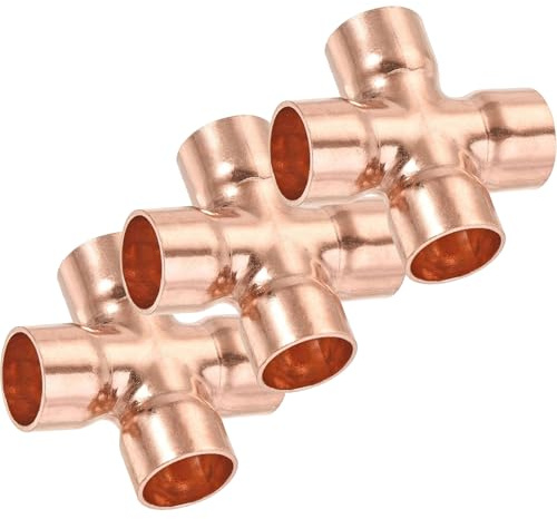 Kupfer-Kreuz, 4-Wege-Sanitär-Rohrverschraubung, 22 mm, für Klimaanlagen, Rohrverbindungen, Schweißen, 3 Stück