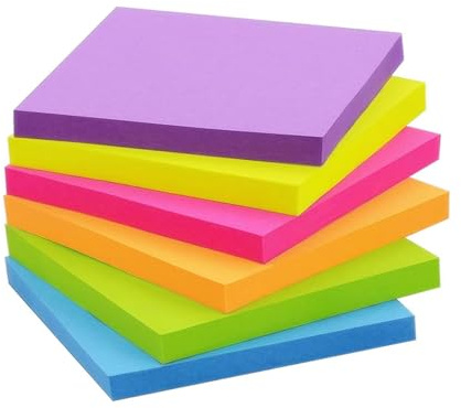 jatimdotin 300 Blatt Farbige Haftnotizen, 76 x 76 mm Selbstklebende Klebezettel, Quadrat Haftnotizen, 6 Brillante Farben Page Marker für Erinnerung Checkliste oder To Do