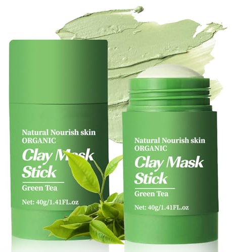 2 Stück Green Tea Mask Stick, Grüner Tee Tiefenreinigungsmaske, Porenreinigende & Feuchtigkeitsspendende Gesichtsmaske, Verfeinert Poren, Deep Cleansing Smearing, Tea Clay Stick Für Alle Hauttypen