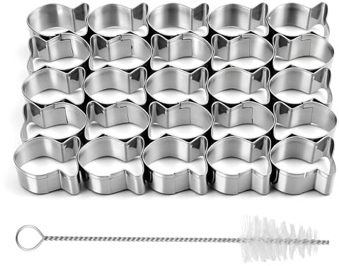Goldfish Cracker Cutter, 25 Cavity Goldfish Cutter for Crackers Stainless Steel Fish Shaped Tiny Treats Baking Mold Non-Stick Dough for DIY Baking Making Crackers