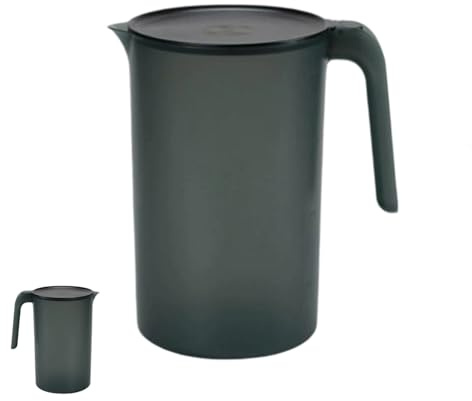 Wasserkrug 2.5L Plastik mit Deckel & Griff, Schwarz