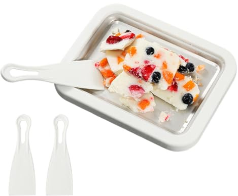 Macchina per arrotolato - Set di macchine per a casa 26x21 cm | Piastra fredda per rotolo di ghiaccio | Vassoio di raffreddamento in acciaio inossidabile 304 | Kit con 2 spatole