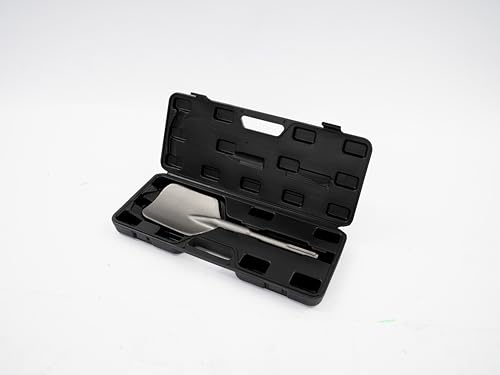 Schaufelmeißel Fünf-Nut Aufnahme130 x 400 mm, Asphaltmeißel für Abbruchhammern, Breitmeißel Breiter Lehm Spaten mit Kunststoffkoffer zum Entfernen von Hartem Schmutz Ton und Losem Beton