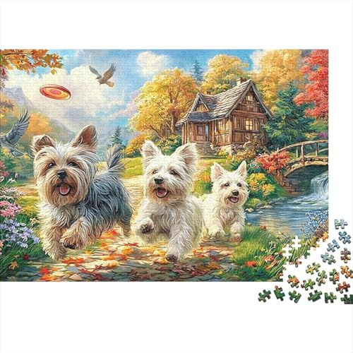 Yorkshire Terrier 1000 Piece Jigsaw Puzzle Silky Tiny Charming Yorkshire Terriers Premium Eco Paper Puzzle with Smooth Cut, Relaxing Brain Game for Adults 38x26cm/1000pcs