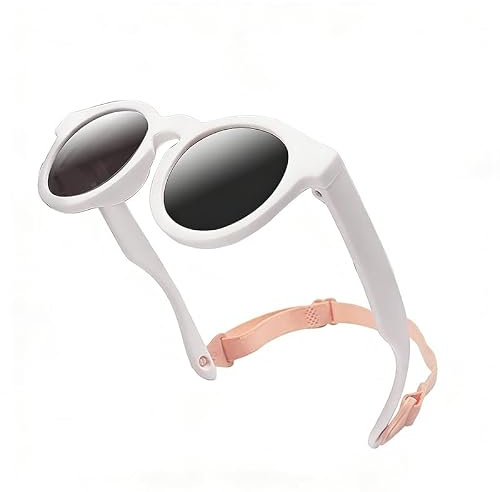 Garegce Baby Sunglasses with Adjustable Strap, Bendable for Newborn Infant Toddler Sunglasses, Polarized UV400 Protection and Durable Silicone Frame for Girls & Boys Age 0-36 Months