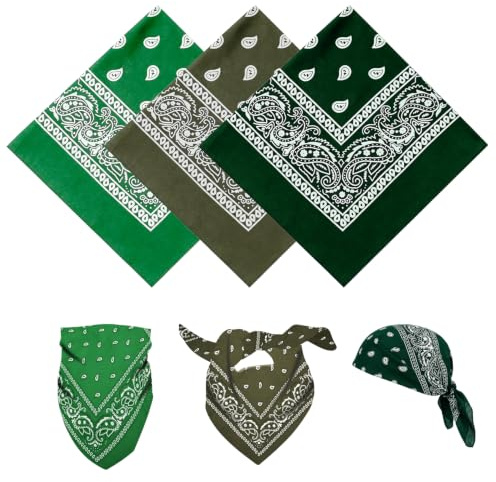 YAWYO 3er-Set Bandana, vielseitig einsetzbares Haartuch mit Paisley-Print, Unisex-Kopftuch, Bandanas, Stirnband für Damen und Herren, Cowboy-Accessoires