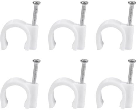 Hoement Clip per Cavi in Pvc Bianco 100 Pezzi Chiodi in Acciaio Morsetti per Fissaggio Tubi e Cavi da Muro per Installazione Rapida e Sicura in Impianti Interni