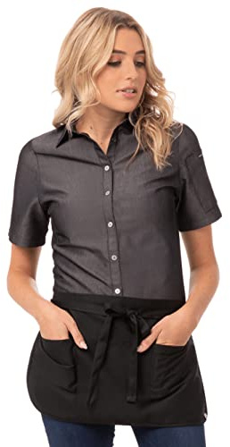 Chef Works Unisex Reversible Waitress Apron, Black, One Size