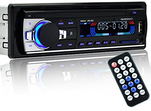 PolarLander Autoradio Audio USB/SD/Lecteur MP3 Récepteur Bluetooth Mains Libres avec Télécommande 1 Din