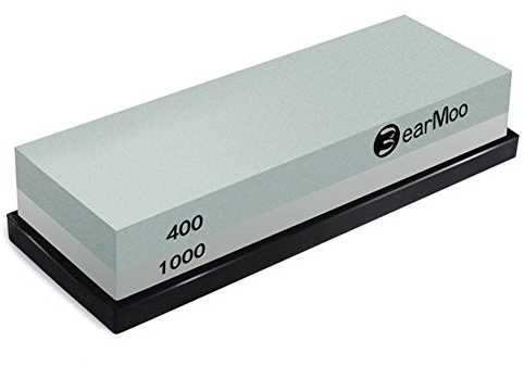 BearMoo Piedra Afilar, Afilador de Agua 2-IN-1, 400/1000 Grano Piedra Afilar Cuchillos –Piedra Afilar Formones - Piedra De Goma – Soporte Incluido