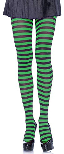 Leg Avenue 710022045 nylon randiga tights kostym strumpor, svart, kvinnor: En storlek