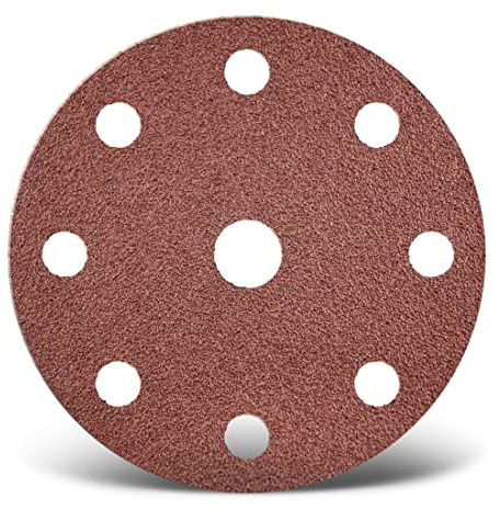 MENZER Red Dischi abrasivi 150 mm, 9 fori (25 Pz.) G36 | p. Levigatrici rotorbitali, Corindone normale, supporto a gancio e anello